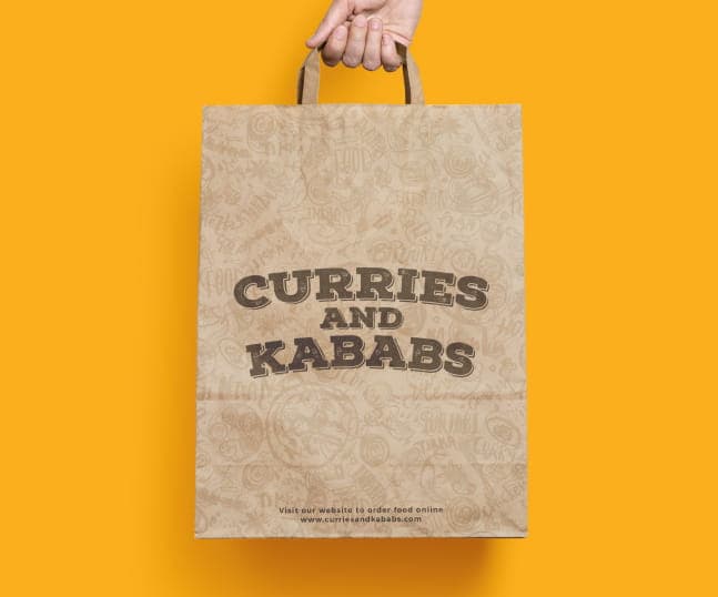 Curries and Kababs kraft paper carry bag