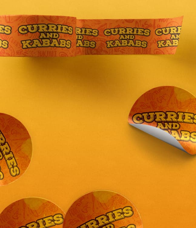 Repeating brand pattern on orange background