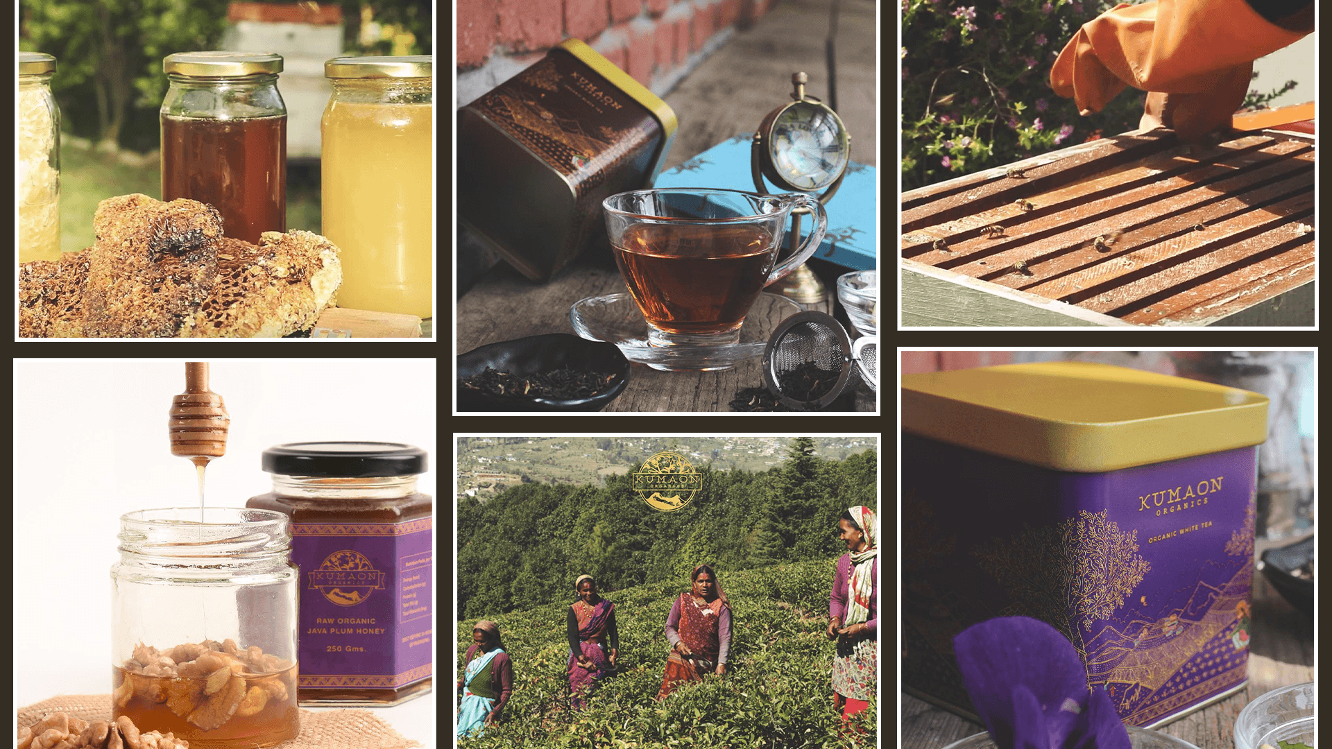Kumaon Organics packaging and collateral collage